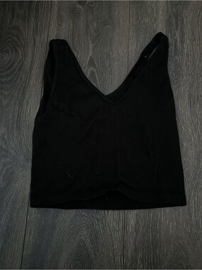 lululemon athletica Black Ribbed V-Neck Crop Tank
